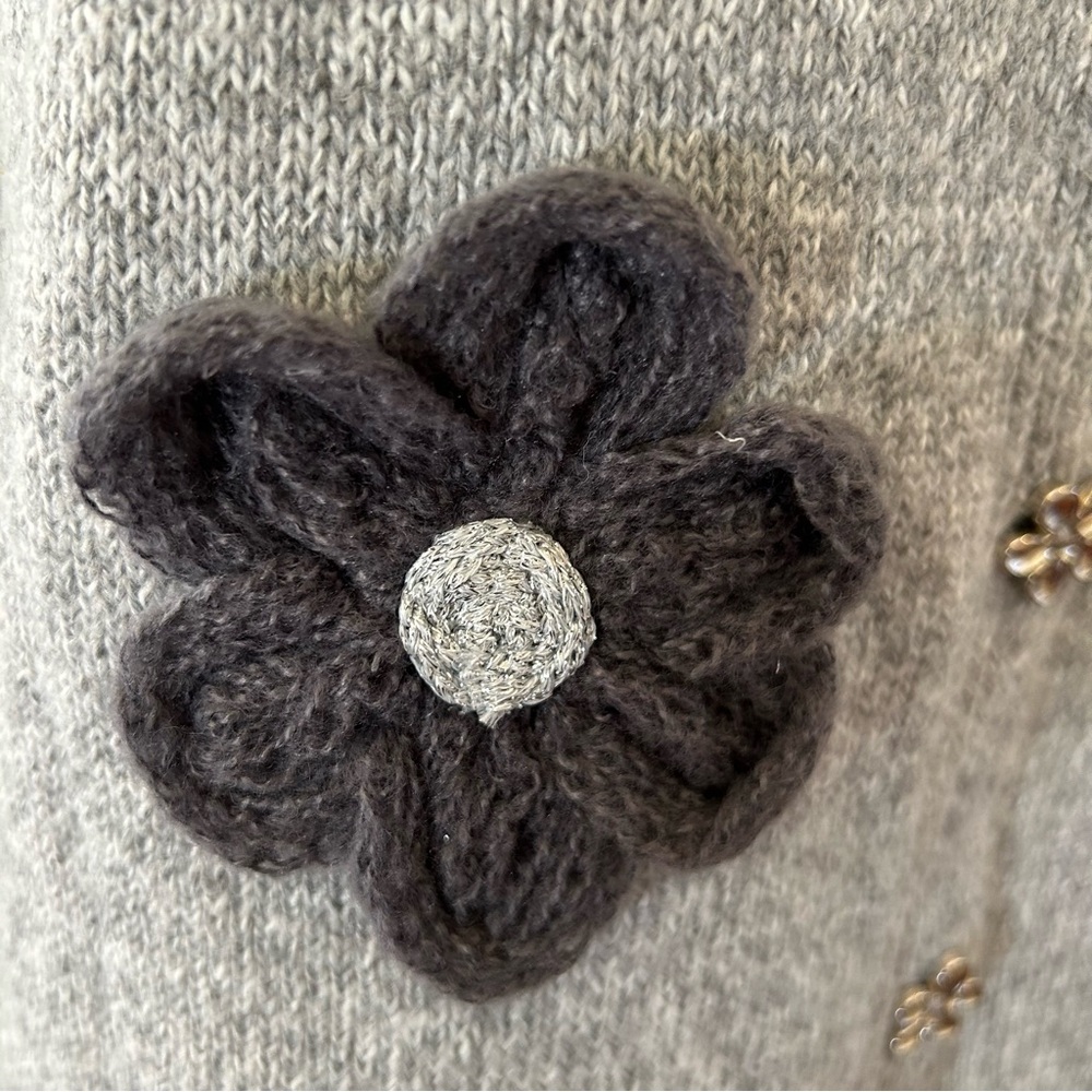 NEW Unbranded Gray Floral Cardigan Sweater NEW - Picture 6 of 11